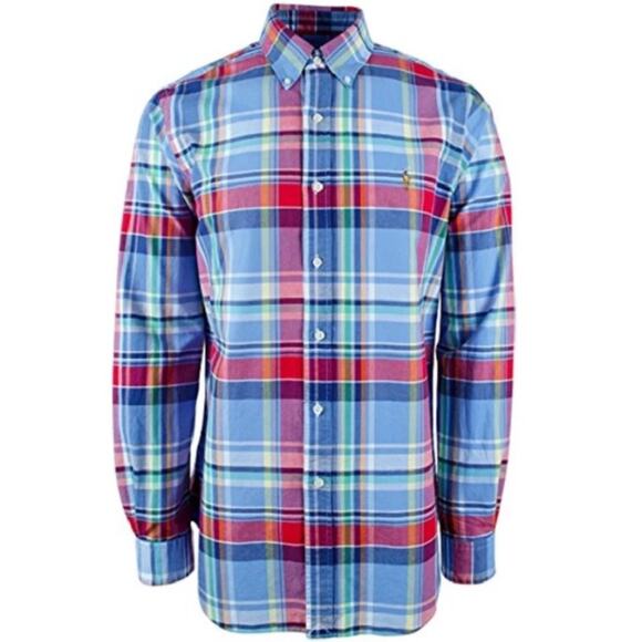 Polo Ralph Lauren Men's Plaid Oxford‎ Shirt Red Blue Size XL Preppy Prep - Picture 1 of 7